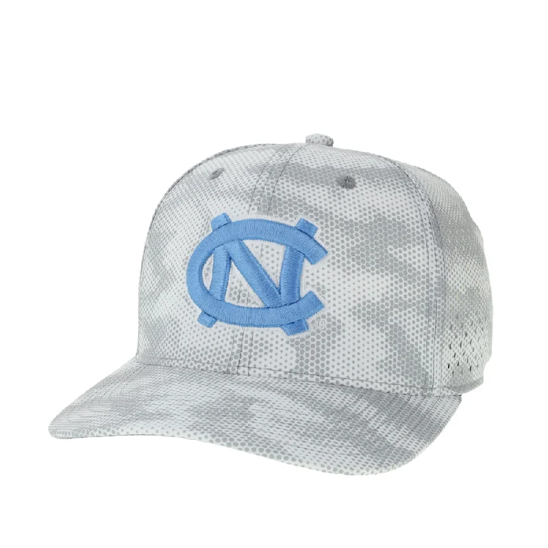 UNC Logo Mesh Snapback in Tonal Camo and Carolina Blue