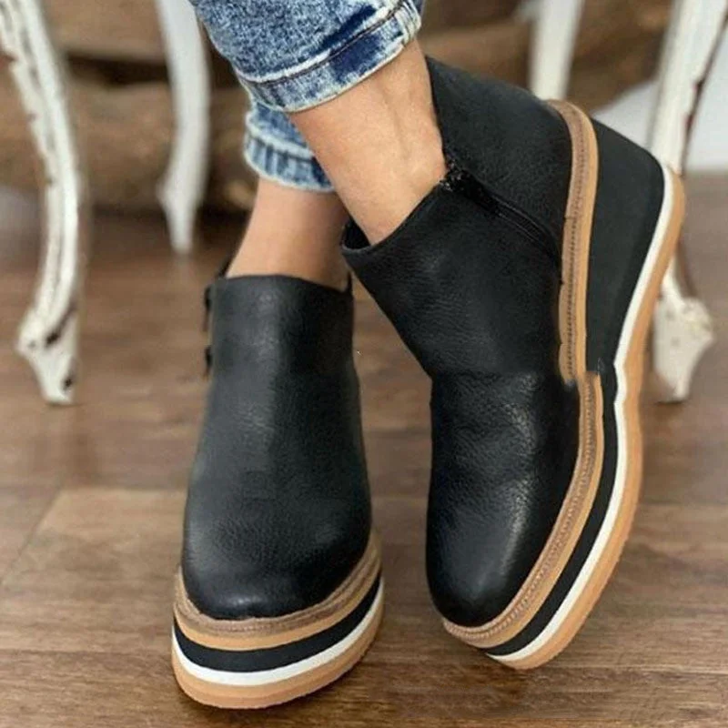 New Style Flat Side Zipper Shoes For Autumn And Winter