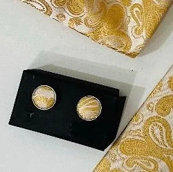 Cuff Links - Yellow Paisley