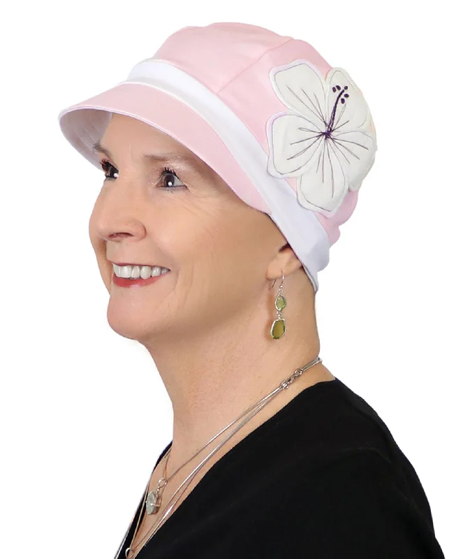 Whimsy Soft Cotton Baseball Cap Chemo Headwear 50+ UPF In the Pink