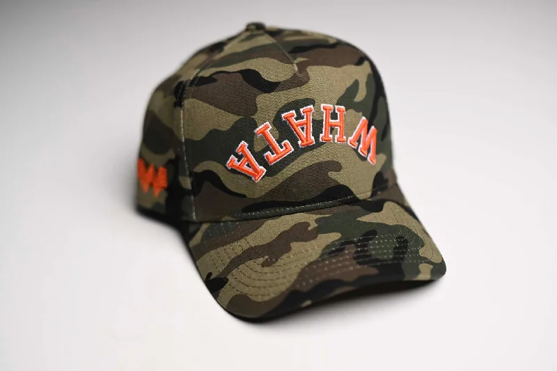 WHATABURGER snapback - CAMO w/ orange