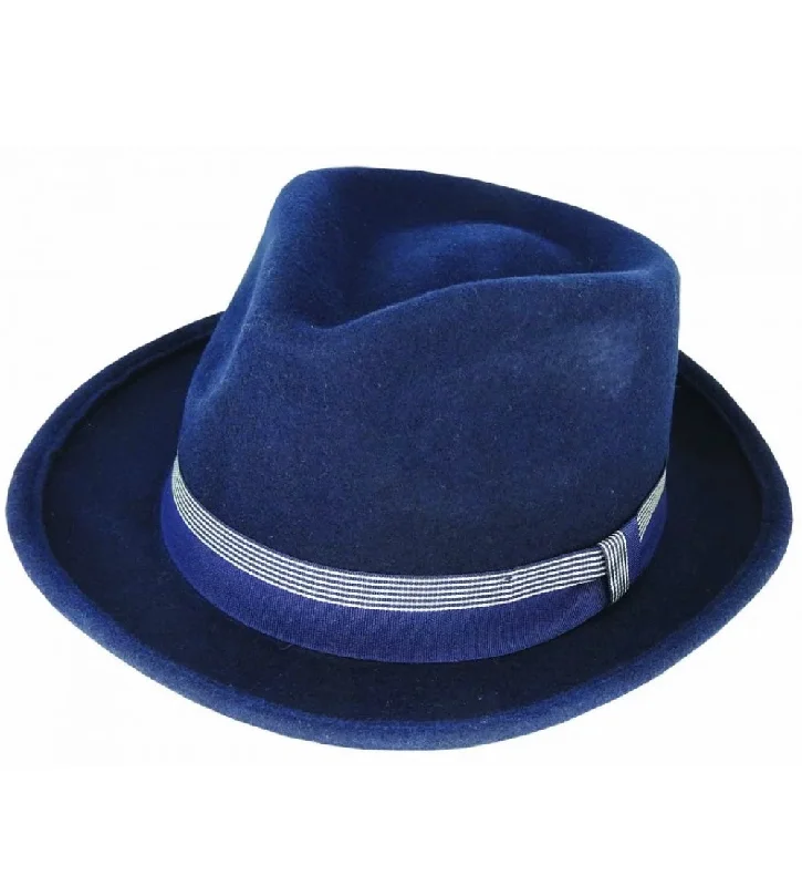 Solomon Fedora Short Brim Teardrop Crown Navy XL - Last one!