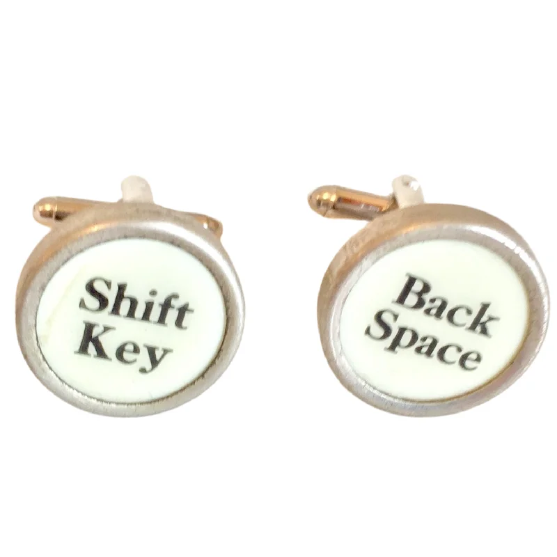 Typewriter Cuff links SHIFT KEY & BACKSPACE - Ivory