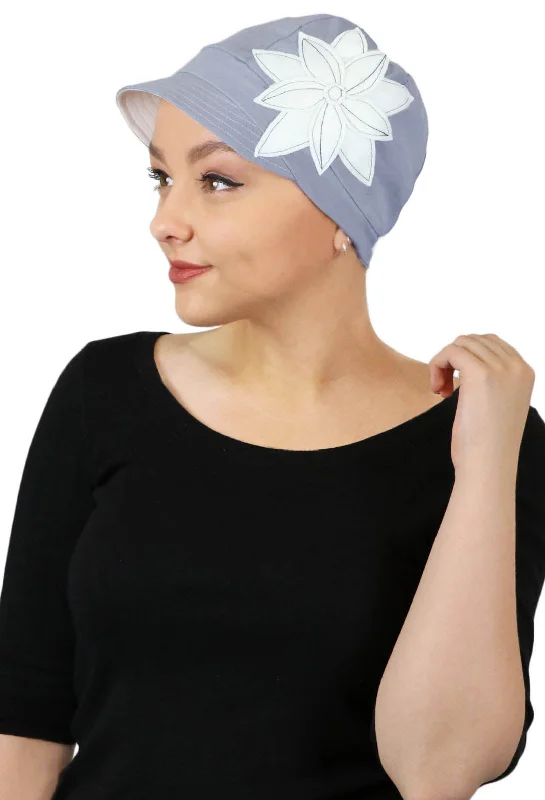 Whimsy Soft Cotton Newsboy Hat Chemo Headwear 50+ UPF Stormy Monday