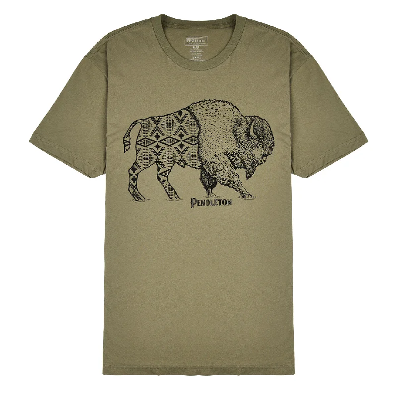 Pendleton Jacquard Bison Graphic Tee Light Olive / Black