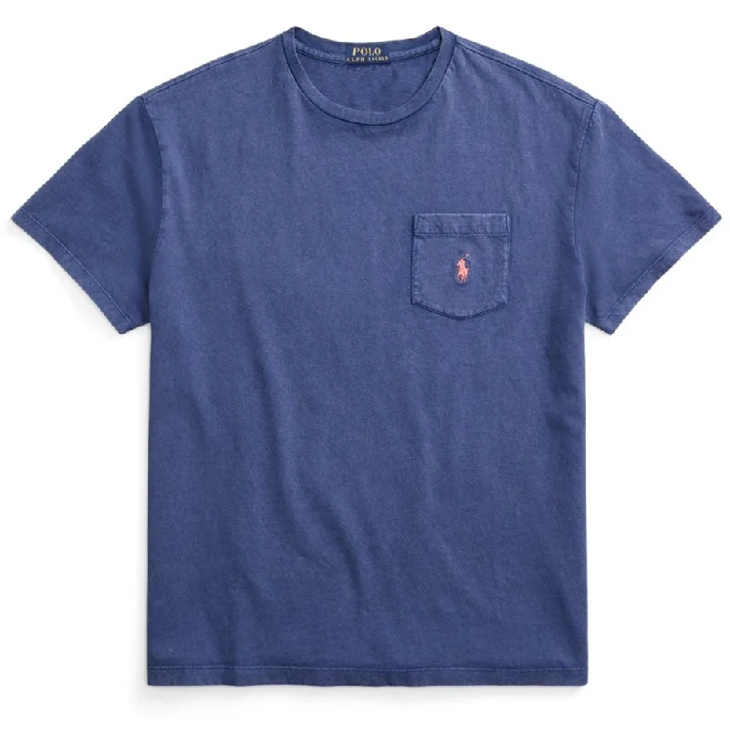 Polo Ralph Lauren Classic Fit Cotton-Linen Pocket T-Shirt Light Navy