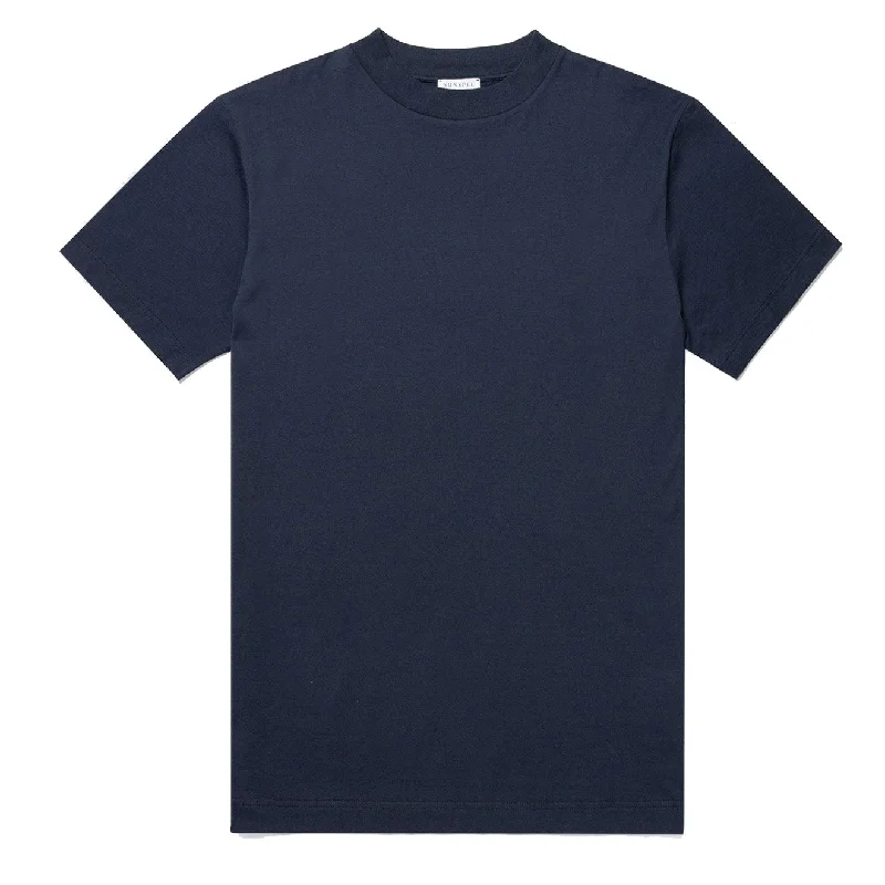 Sunspel Mock Neck T-Shirt Navy