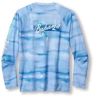 Tommy Bahama Malibu Fronds Crew Long Sleeve T-Shirt - Blue Canal