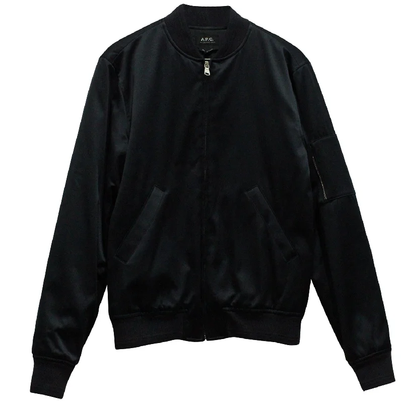 A.P.C MA-1 Bomber Jacket in Navy Blue Cotton