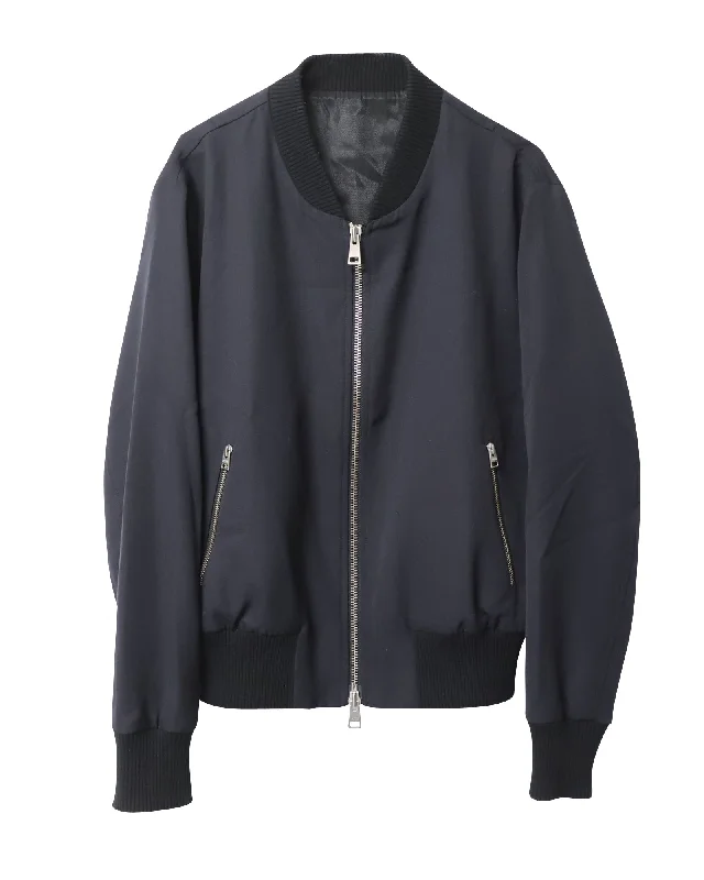 Ami Paris Bomber Jacket in Black Wool