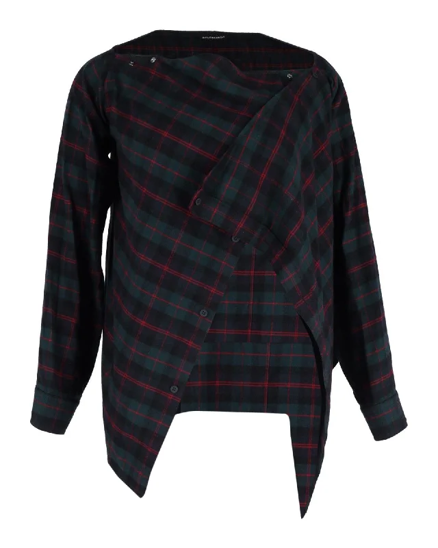 Balenciaga Plaid Asymmetric Front Jacket in Green Polyester