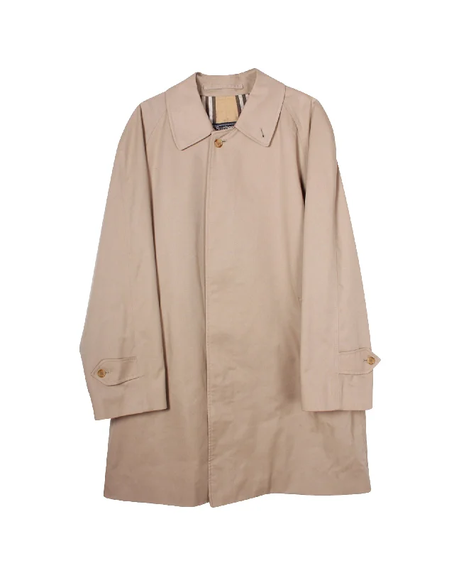 Burberry Vintage Collared Trench Coat in Beige Polyester