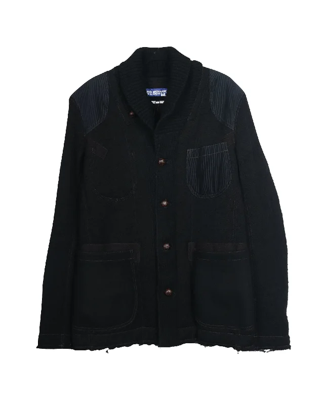 Junya Watanabe Comme Des Garcons Man Work Wear Jacket in Black Wool