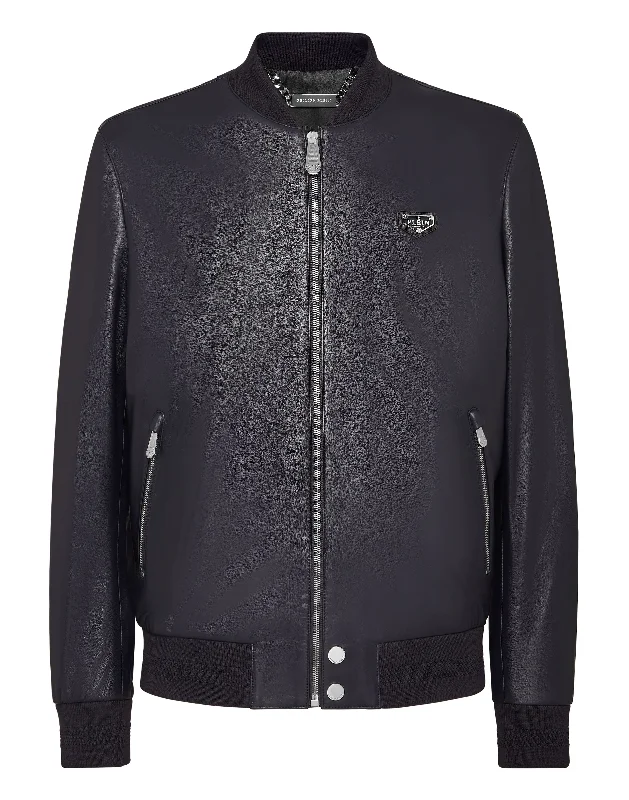 Leather Bomber LS Iconic Plein