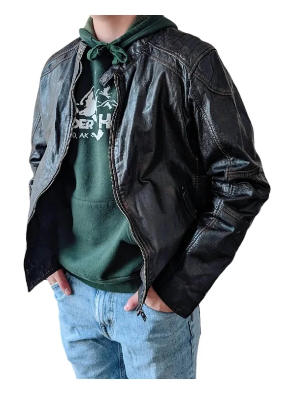 Men's Brent Leather Jacket In Black