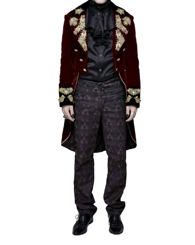 Men's Pirate Coat In Burgundy