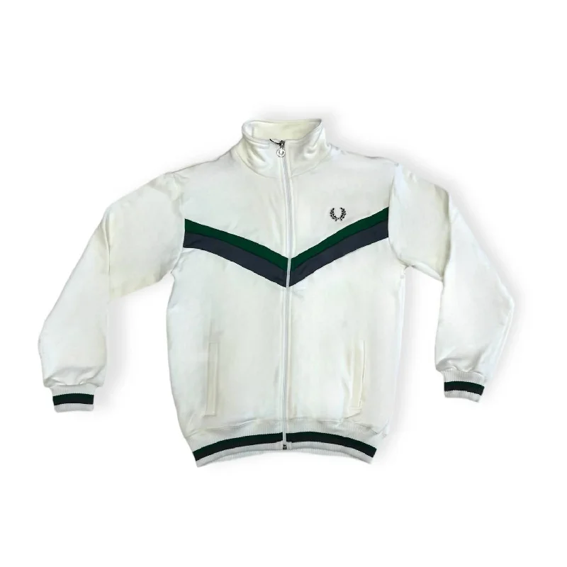 Men's Track Jacket In Cream / Forest Green