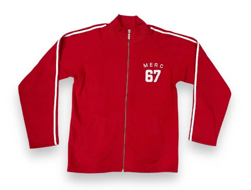 Men's Zip Up Track Jacket In Red White Lining