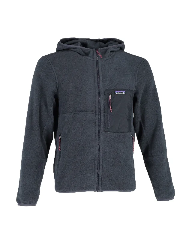 Patagonia Zipped Hooded Jacket in Navy Blue Recycled Polyester