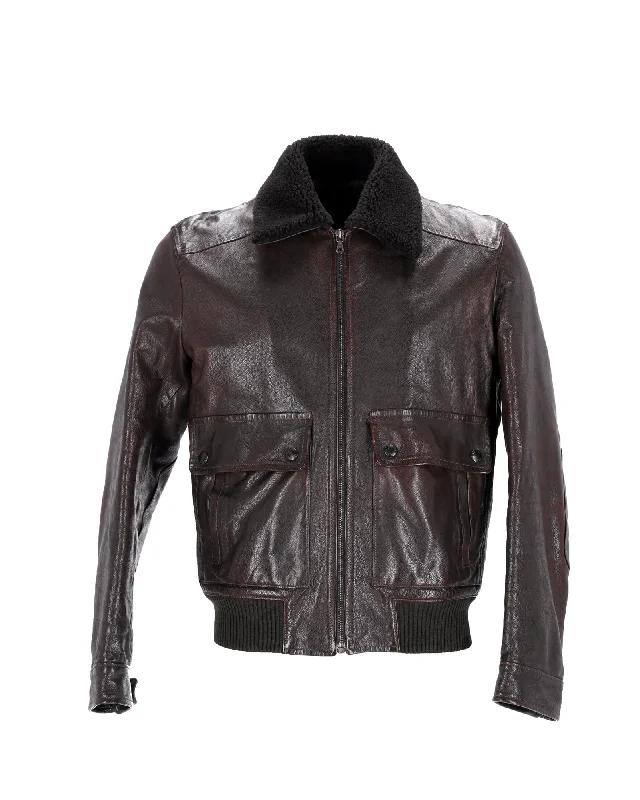 Prada Bomber Jacket in Brown Leather