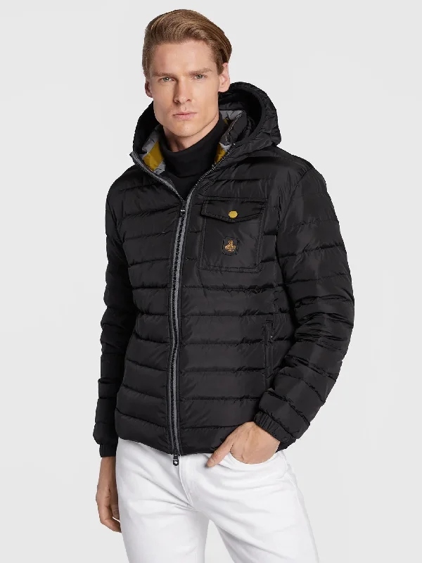 Refrigiwear Elegant  Hooded Down Jacket with Chic  Men's Accent