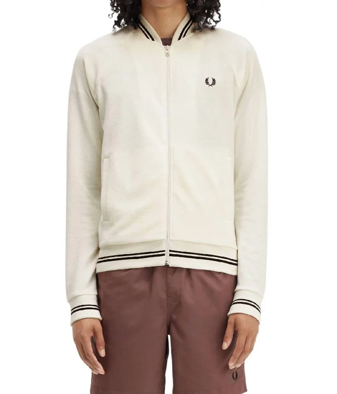 Towelling Track Jacket In Ecru