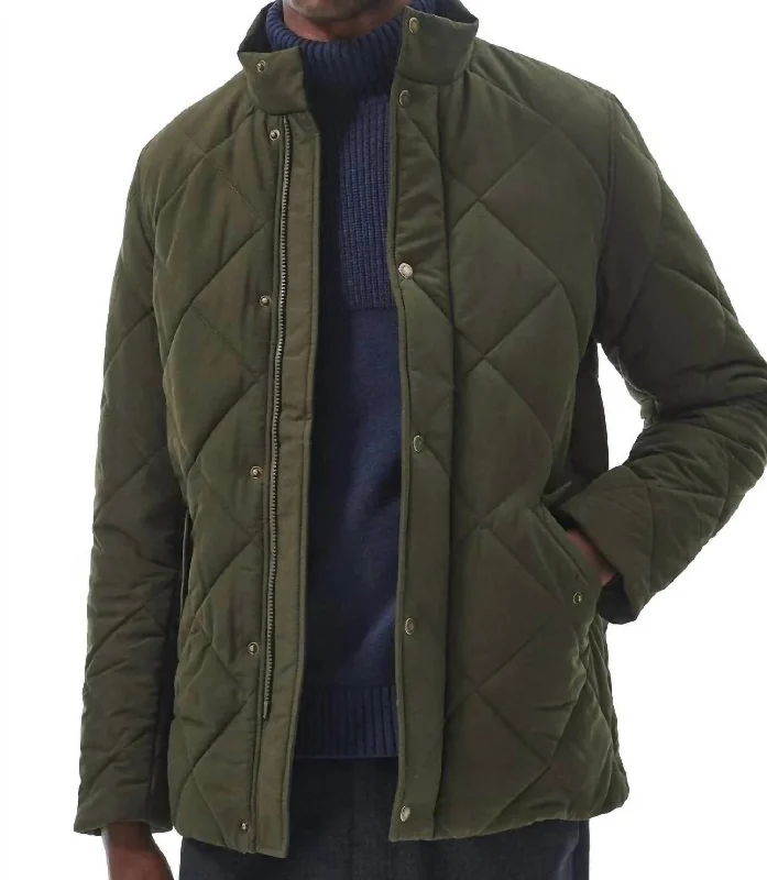 Winter Chelsea Quilted Jacket In Dark Olive