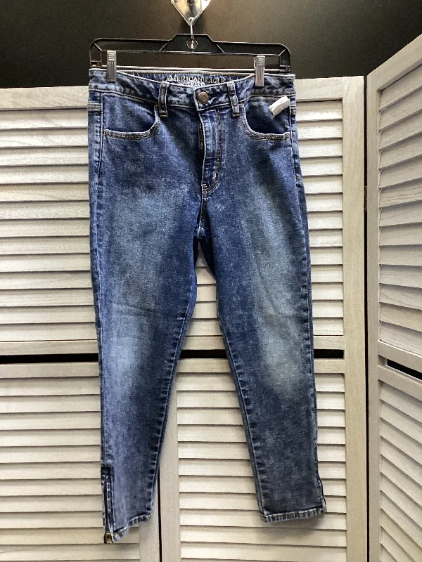 Jeans Skinny By American Eagle In Blue Denim, Size: 8