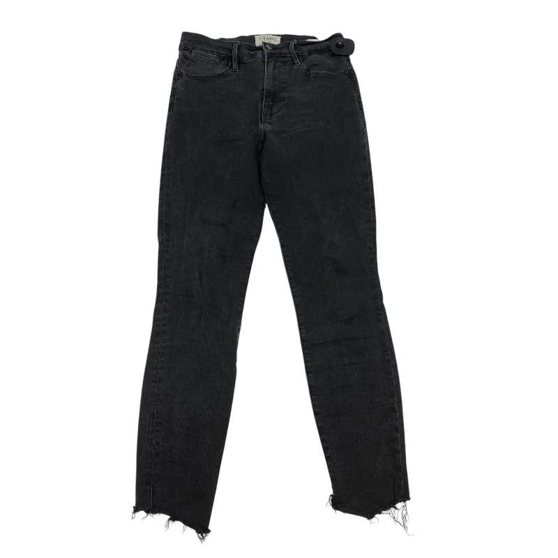 Jeans Skinny By Frame In Black Denim, Size: 4