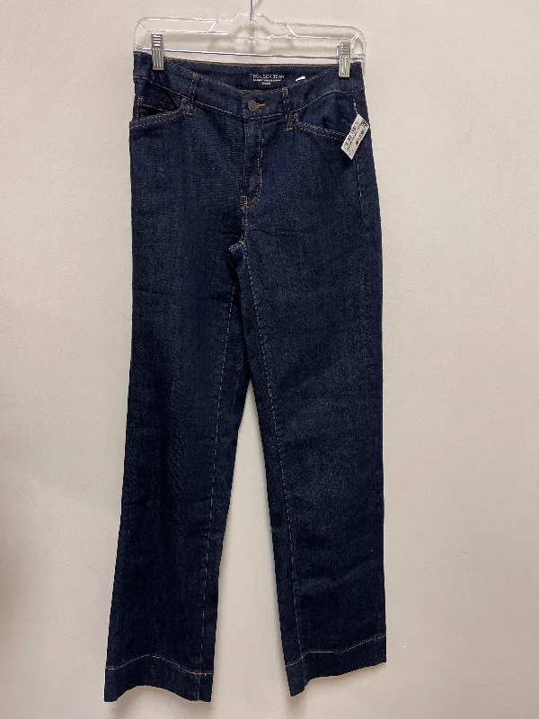 Jeans Straight By Chicos Private Collection In Blue Denim, Size: 0