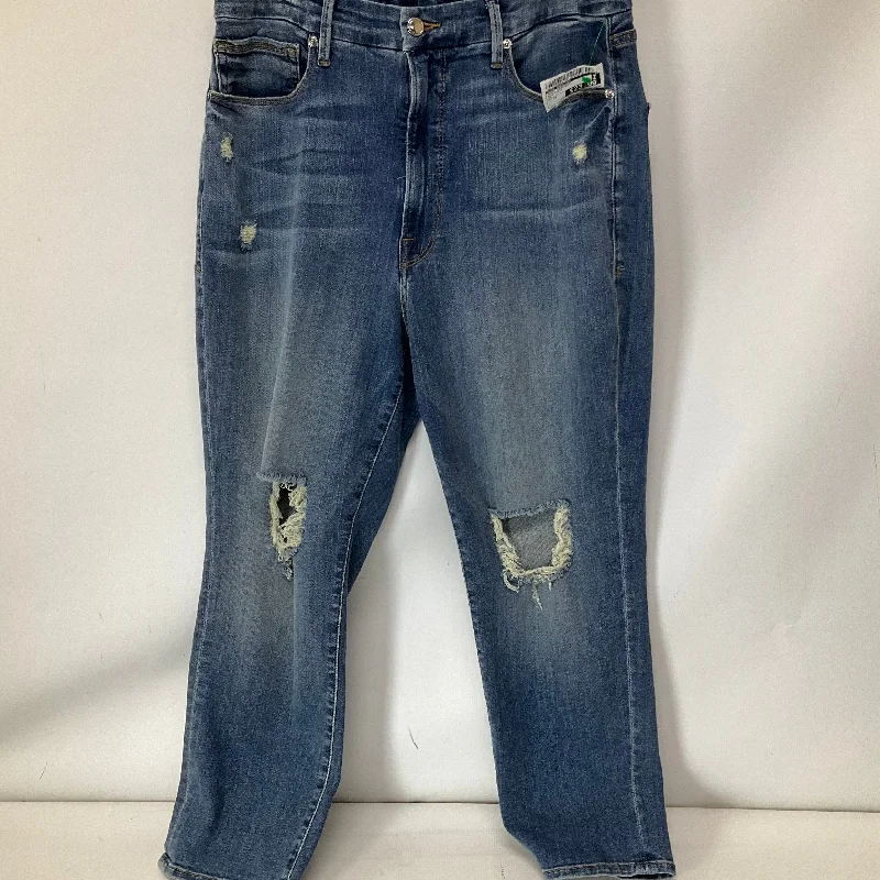 Jeans Straight By Good American In Blue Denim, Size: 16