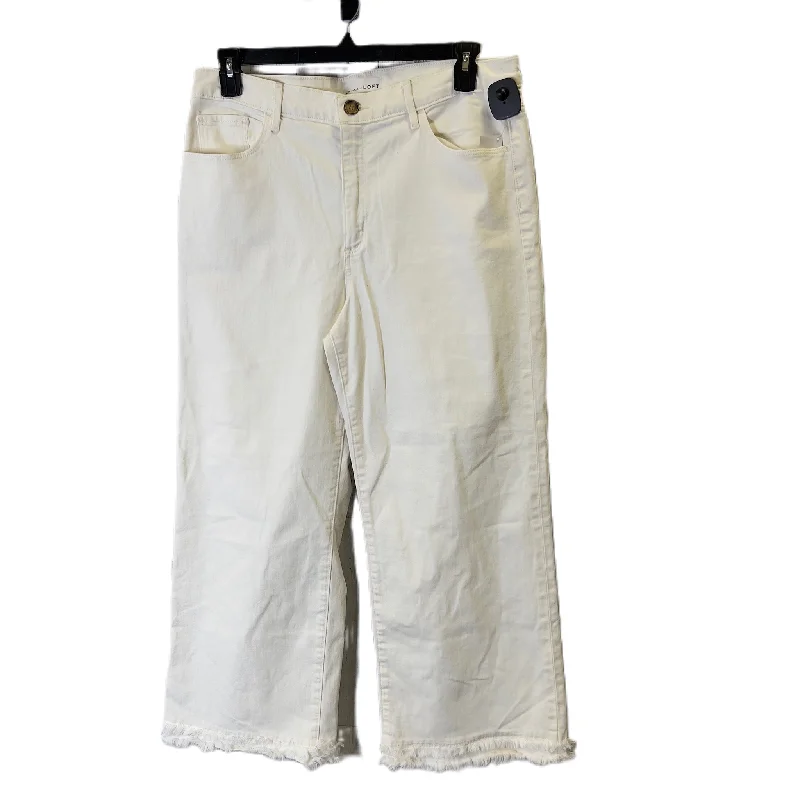 Jeans Straight By Loft In White Denim, Size: 12