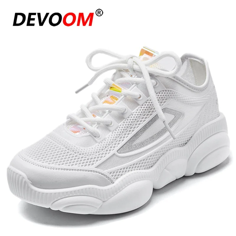 2019 Fashion White Women's Sneakers Ladies Shoe Sports Shoes Women Shoes Plataforma Mujer Ladies Flat Shoes Mesh Sneakers Woman