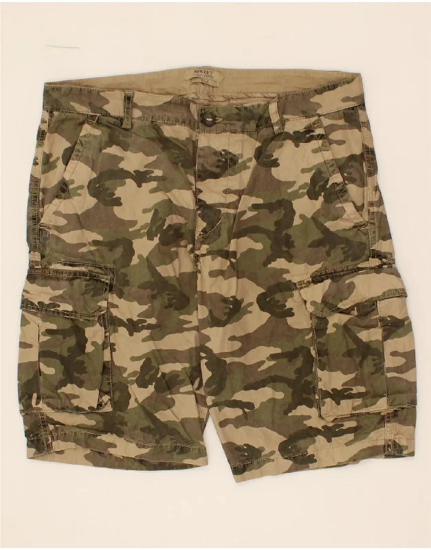 40WEFT Mens Cargo Shorts IT 48 Medium W32 Khaki Camouflage Cotton