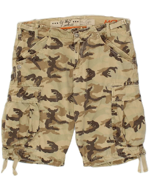 40WEFT Mens Cargo Shorts W32 Medium Beige Camouflage Cotton