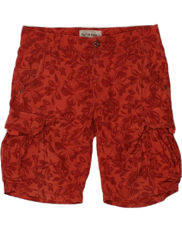 ANGELO LITRICO Mens Cargo Shorts IT 50 Large W36  Red Floral Cotton