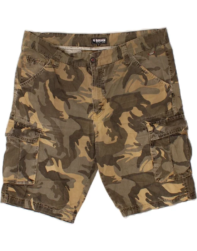 BRUGI Mens Cargo Shorts IT 52 XL W36 Brown Camouflage