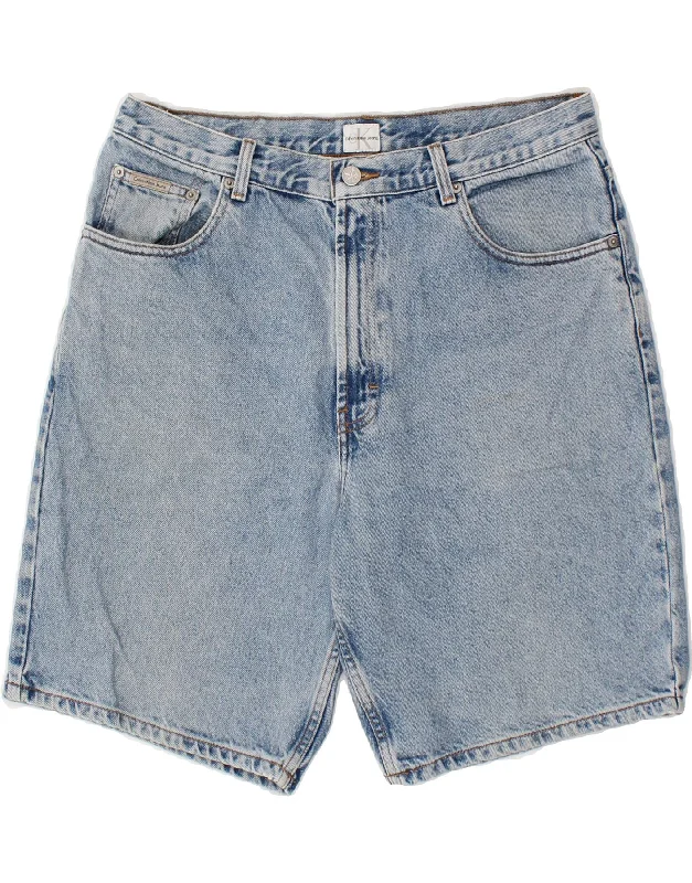 CALVIN KLEIN Mens Denim Shorts W34 Large Blue Cotton