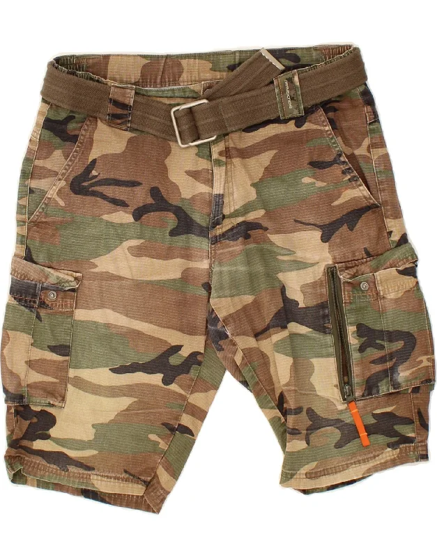 DECATHLON Mens Cargo Shorts Medium W32 Khaki Camouflage Cotton