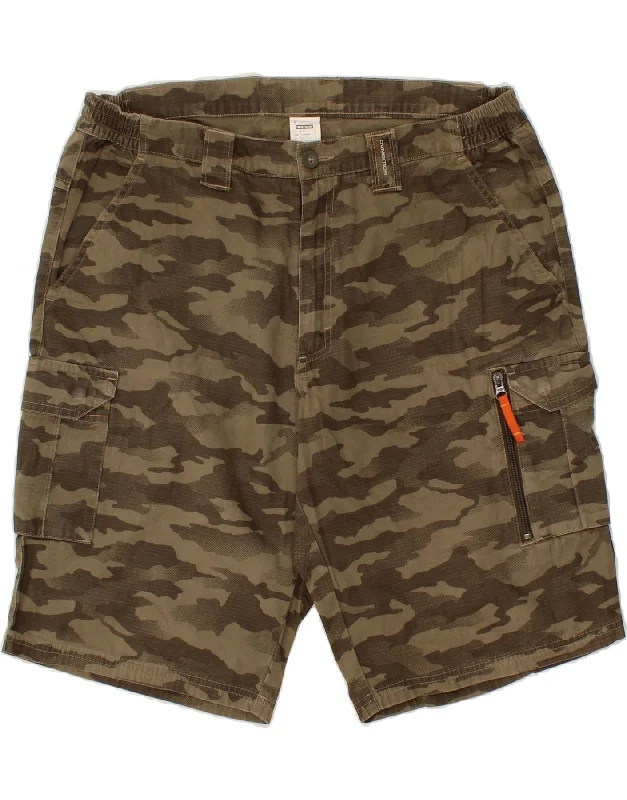 DECATHLON Mens Cargo Shorts XL W36  Khaki Camouflage Cotton