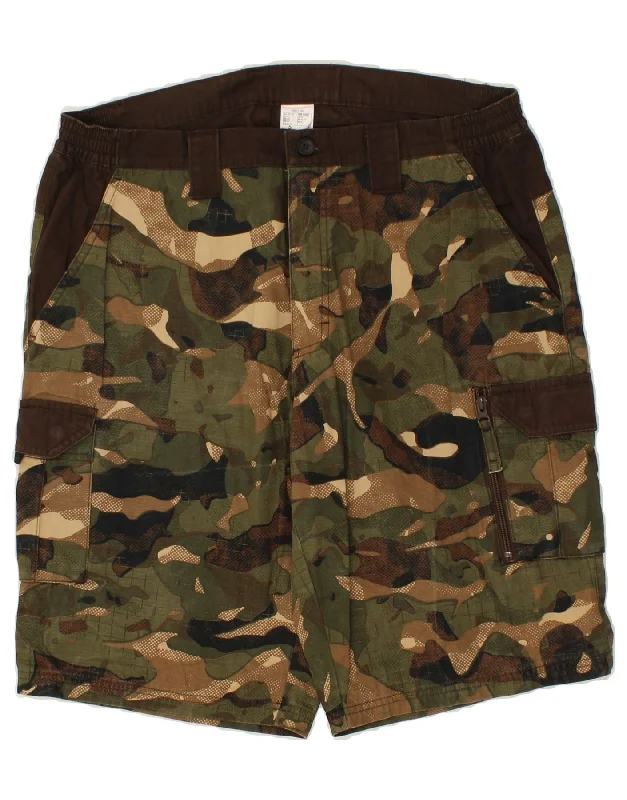 DECATHLON Mens Cargo Shorts XL W38 Khaki Camouflage Polyester