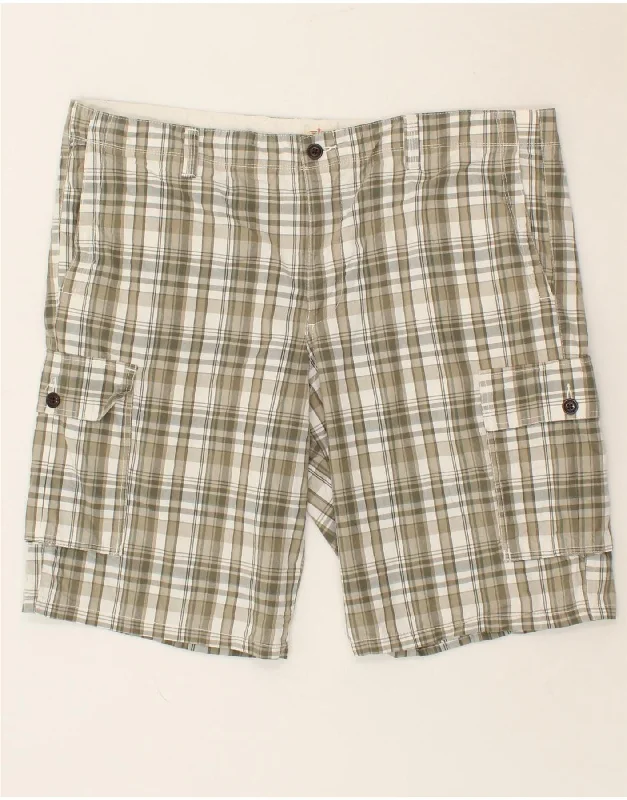 DOCKERS Mens Cargo Shorts W42 2XL Grey Check Cotton