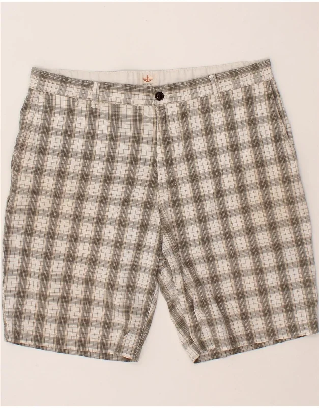 DOCKERS Mens Chino Shorts W36 Large Grey Check Cotton