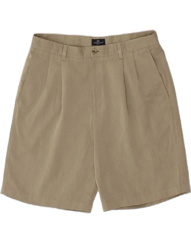 DOCKERS Mens Golf Pegged Chino Shorts W34 Large Grey Polyester