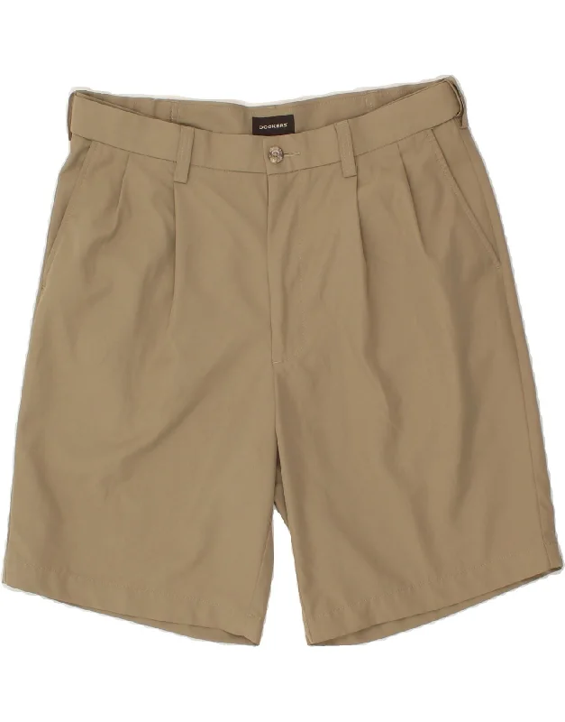 DOCKERS Mens Pegged Chino Shorts W34 Large Beige Cotton