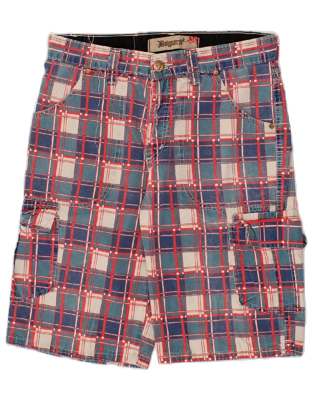 DSQUARED Mens Cargo Shorts W32 Medium Blue Check