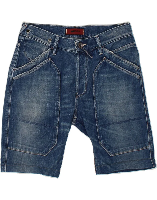 GAS Mens Denim Shorts W29 Small Navy Blue Cotton