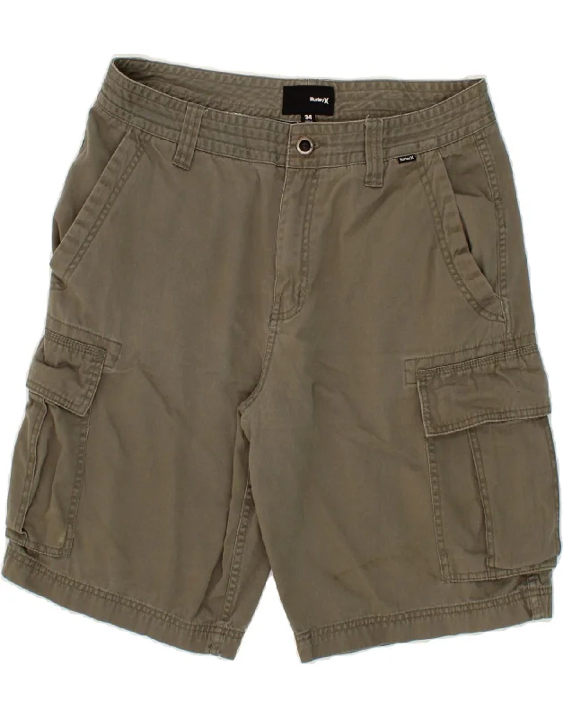 HURLEY Mens Cargo Shorts W34 Large Grey Cotton