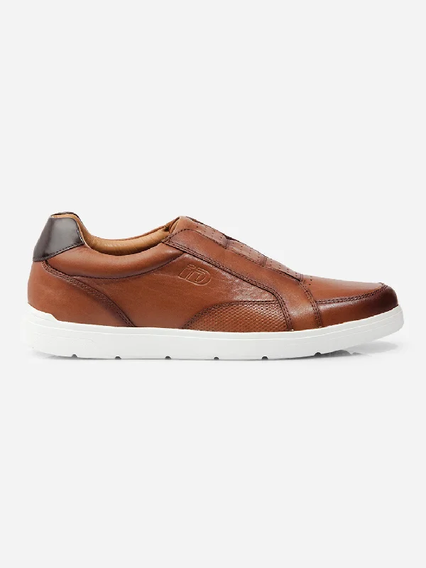 Men Tan Leather Sneaker (ID3088)