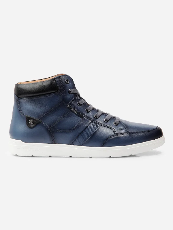 Men Blue Leather Sneaker (ID3089)